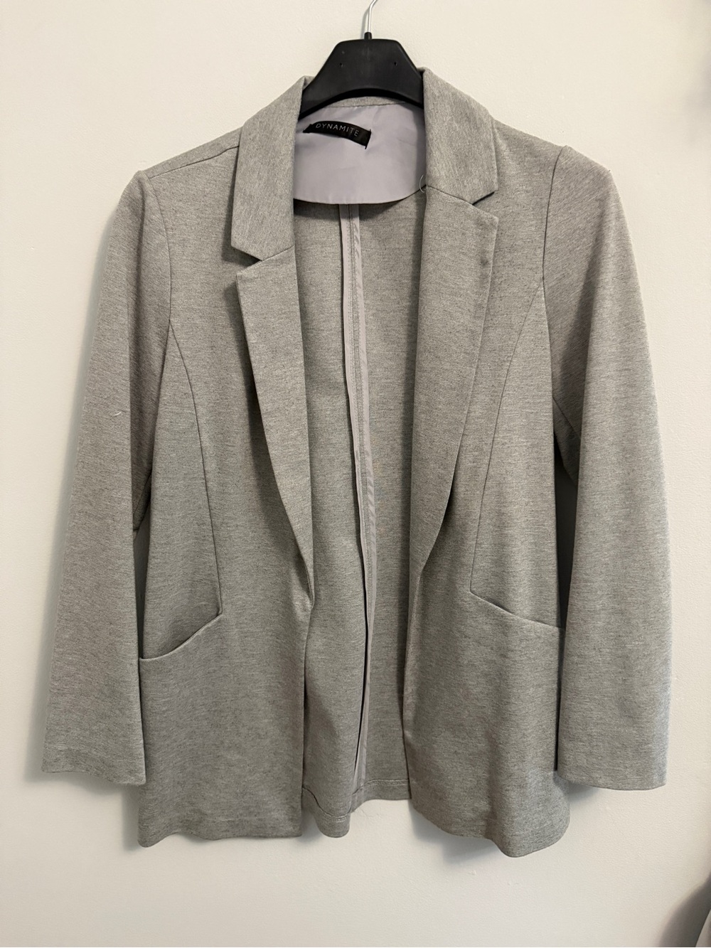 Dynamite Heather Gray Open-Front Knit Blazer